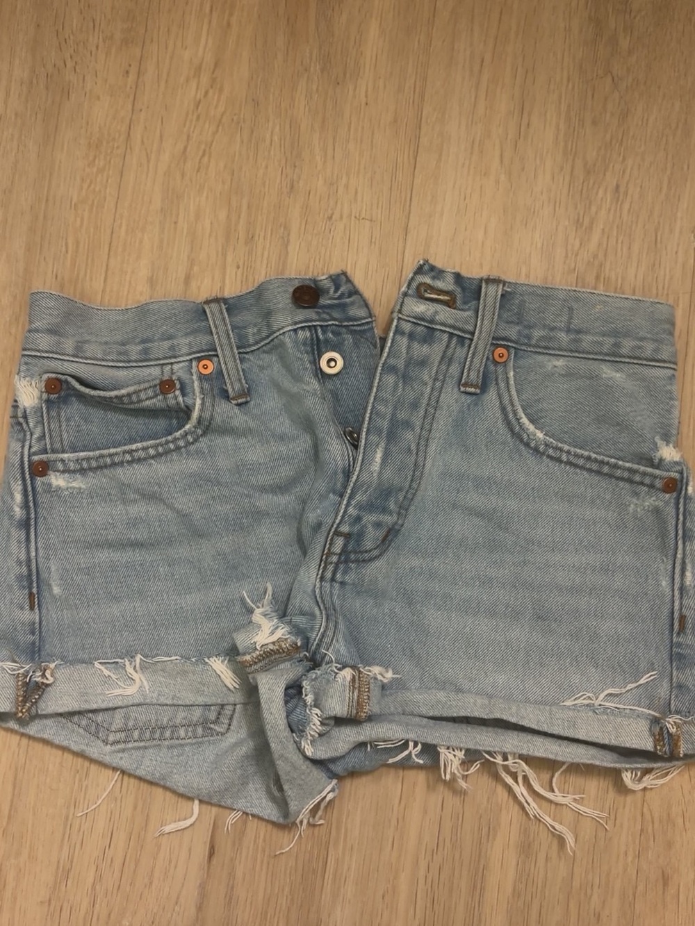 Madewell Light Blue Distressed Denim Cutoff Shorts